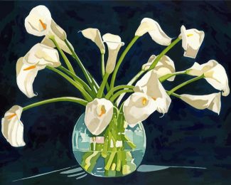White Calla Lilles Flowers In Glass Vase Diamond Painting