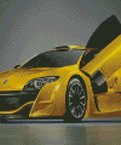 Yellow Megane Luxury Car Illustration Diamond Painting