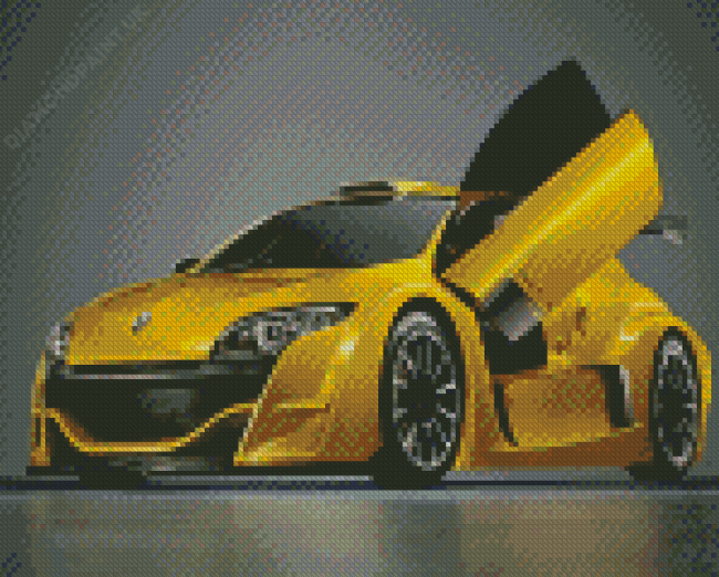 Yellow Megane Luxury Car Illustration Diamond Painting