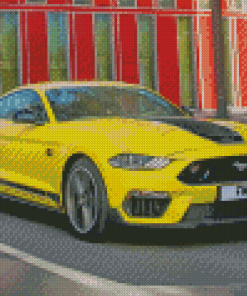 Yellow Mustang Mach 1 On The Road Diamond Painting