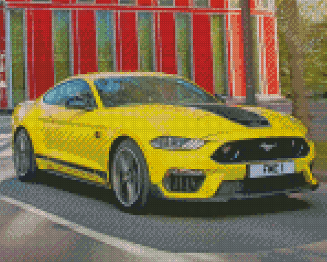 Yellow Mustang Mach 1 On The Road Diamond Painting