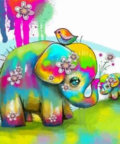 Colorful Elephants Baby Diamond Painting