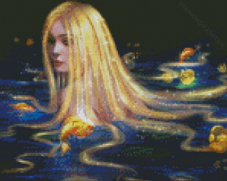 Girl With Golden Hair In Water Diamond Painting
