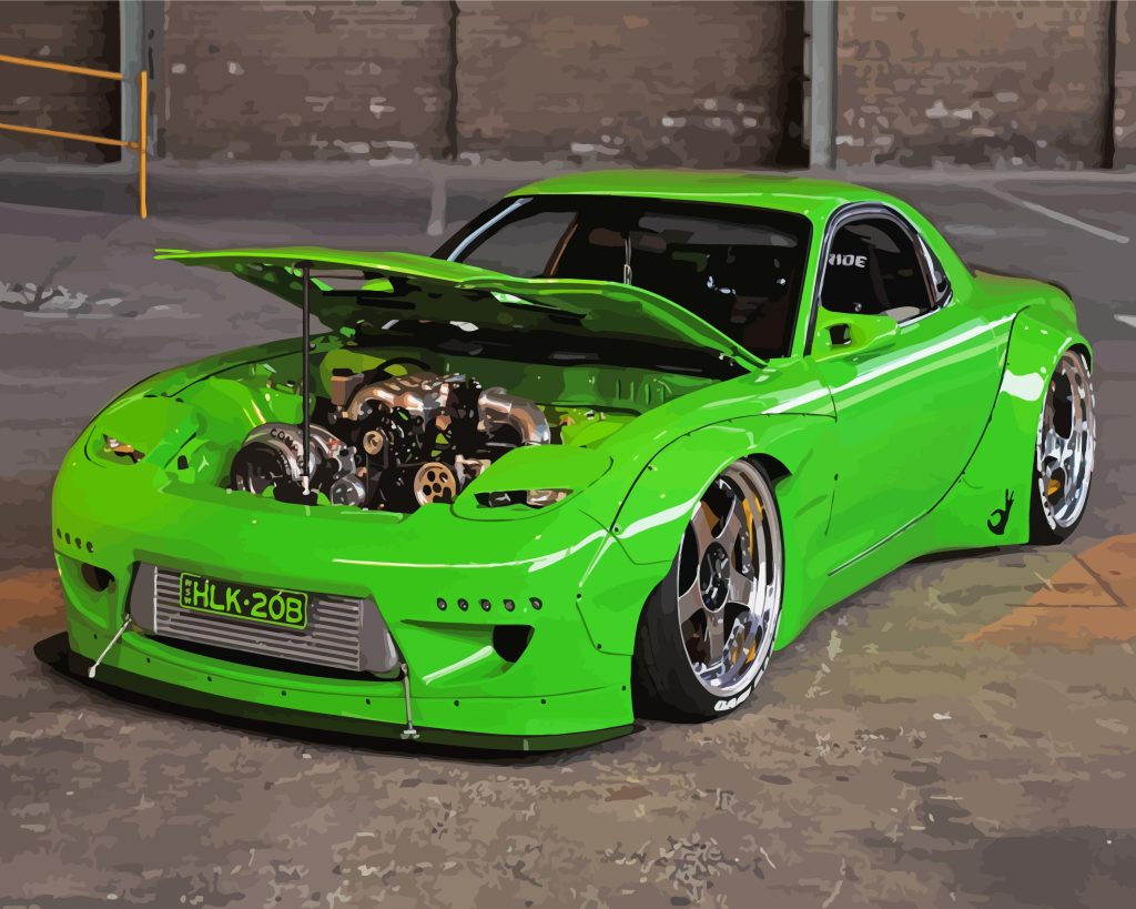 Green Mazda Rx7 - 5D Diamond Painting - Diamond Paint UK