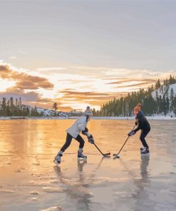 Ice Hockey On Lake Diamond Painting