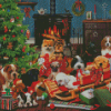 Christmas Tree Dogs Puppies Diamond Painting