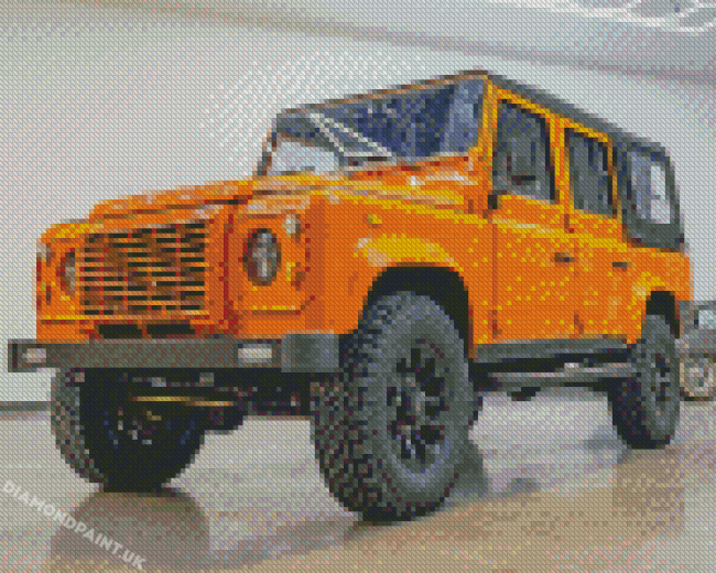 Orange Land Rover Defender Car Diamond Painting