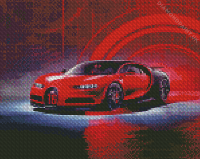 Red Bugatti Chiron Diamond Painting