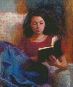 Vintage Lady Reading A Book Diamond Painting