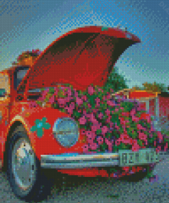 Volkswagen With Flowers Diamond Painting