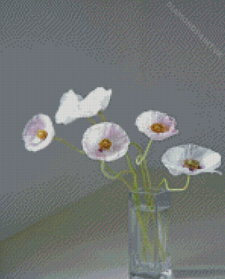White Aesthetic Vase Of Poppy Diamond Painting
