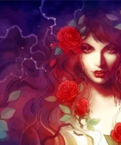 Beautiful Woman And Rose Diamond Painting
