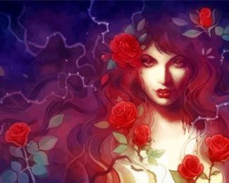 Beautiful Woman And Rose Diamond Painting