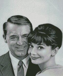 Black And White Cary Grant And Audrey Hepburn Diamond Painting