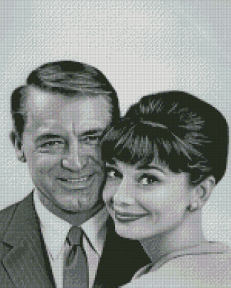 Black And White Cary Grant And Audrey Hepburn Diamond Painting