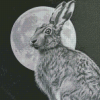 Black And White Hare Moon Diamond Painting