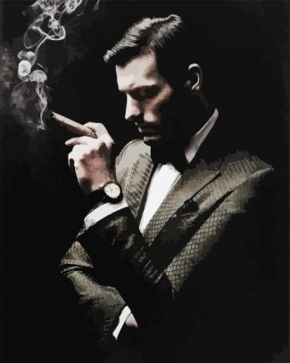 Black And White Man And Cigar Diamond Painting