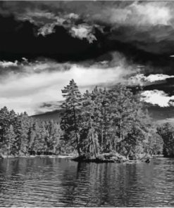 Black And White Moosehead Lake Maine Landscape Diamond Painting