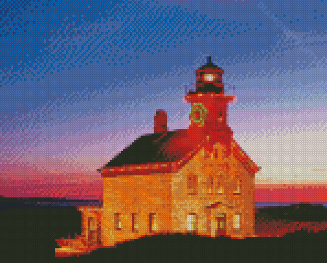 Block Island Lighthouse At Sunset Diamond Painting