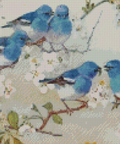 Blue Birds And Blossom Diamond Painting