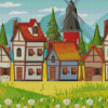 Cartoon Village Houses Diamond Painting