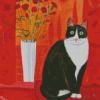 Cat And Flower Vase Diamond Painting