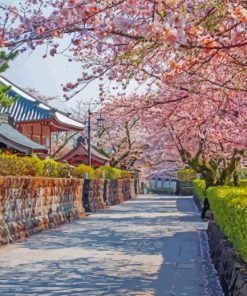Cherry Blossom Trees In Shizuoka City Diamond Painting