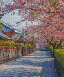 Cherry Blossom Trees In Shizuoka City Diamond Painting