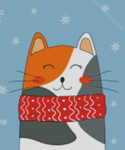 Cute Cat With Scarf Diamond Painting
