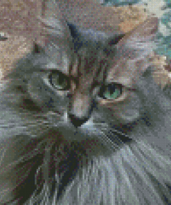 Cute Long Hair Grey Cat Diamond Painting