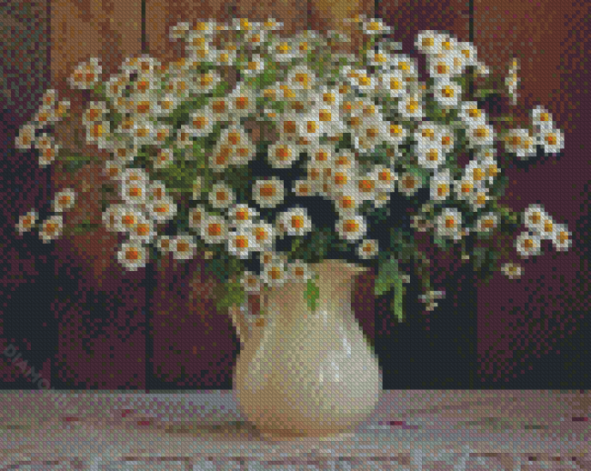 Daisies Flowers In Water Jug Diamond Painting