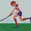 Field Hockey Cartoon Girl Player Diamond Painting