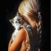 Girl Child And Kitten Diamond Painting