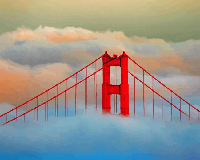 Golden Gate Bridge In Fog California Diamond Painting