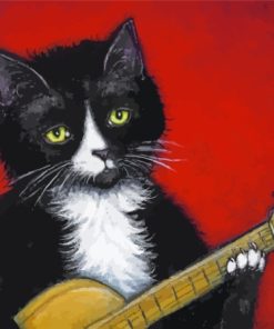 Guitar And Black Cat Diamond Painting
