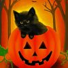 Halloween Cute Black Kitten Diamond Painting
