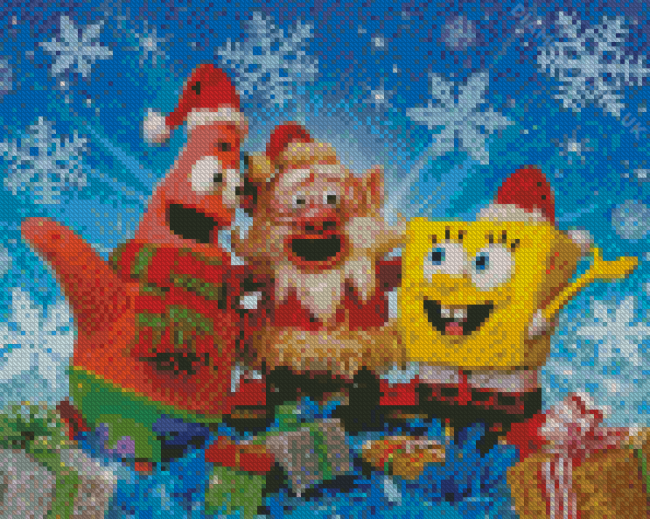 Its A SpongeBob Christmas Celebration Diamond Painting