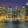 Manhattan Buildings By Night Diamond Painting