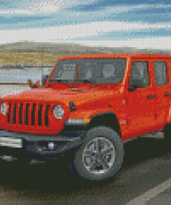 Orange Jeep Wrangler Diamond Painting