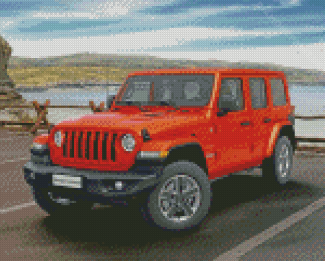 Orange Jeep Wrangler Diamond Painting