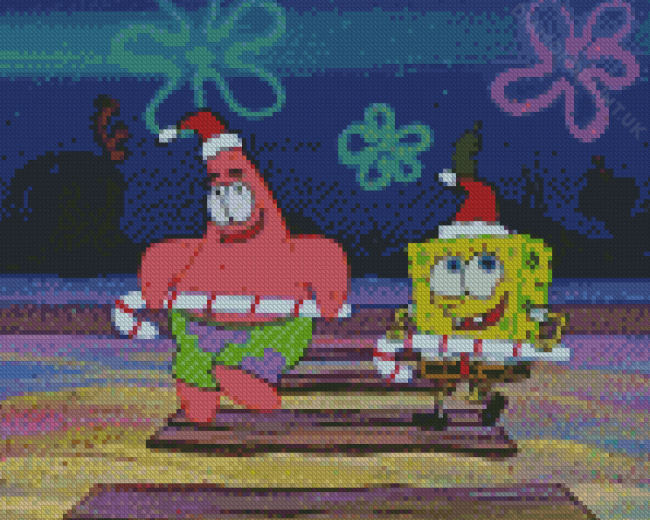 Patrick Star And SpongeBob Christmas Diamond Painting