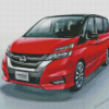 Red Nissan Serena Car Diamond Painting