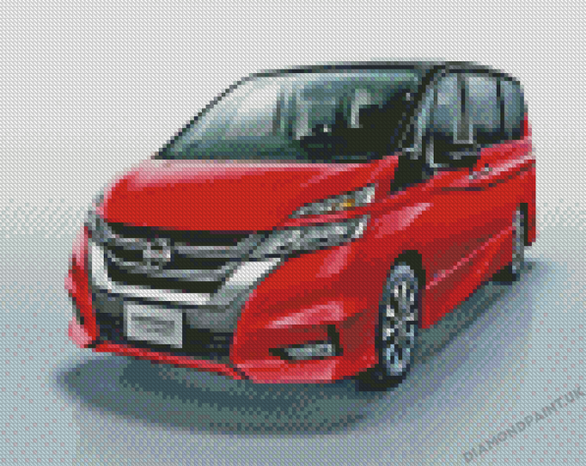 Red Nissan Serena Car Diamond Painting