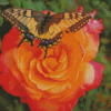 Rose With Butterfly Diamond Painting