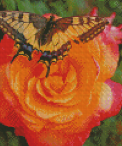 Rose With Butterfly Diamond Painting