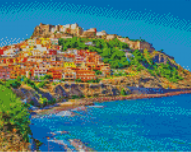 Sardinia Colorful Buildings Diamond Painting