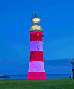 Smeatons Tower Plymouth At Night Diamond Painting