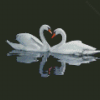 Swan Couple Water Reflection Diamond Painting