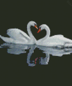 Swan Couple Water Reflection Diamond Painting