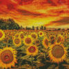 Tuscany Sunflower Field At Sunset Diamond Painting